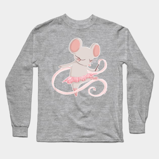 Ballet Mouse Long Sleeve T-Shirt by Jan Grackle